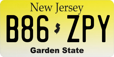 NJ license plate B86ZPY