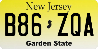 NJ license plate B86ZQA