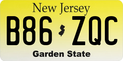 NJ license plate B86ZQC