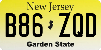 NJ license plate B86ZQD