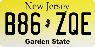 NJ license plate B86ZQE