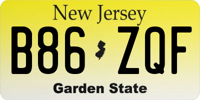 NJ license plate B86ZQF