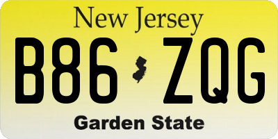 NJ license plate B86ZQG