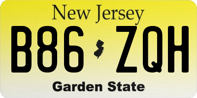 NJ license plate B86ZQH