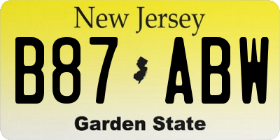 NJ license plate B87ABW