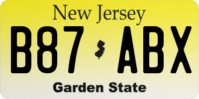 NJ license plate B87ABX