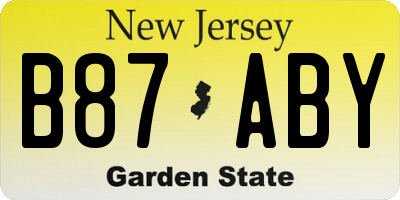 NJ license plate B87ABY