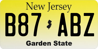 NJ license plate B87ABZ
