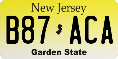 NJ license plate B87ACA