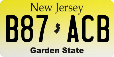 NJ license plate B87ACB