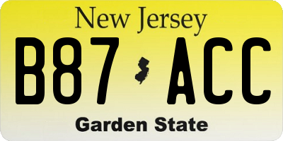 NJ license plate B87ACC
