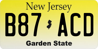 NJ license plate B87ACD