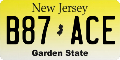 NJ license plate B87ACE
