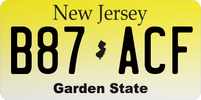 NJ license plate B87ACF