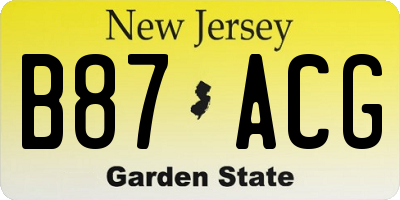 NJ license plate B87ACG