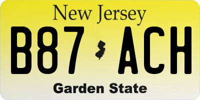 NJ license plate B87ACH