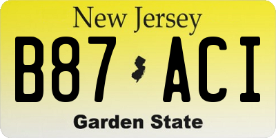 NJ license plate B87ACI