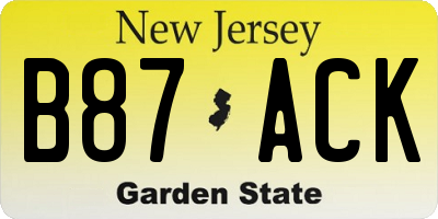 NJ license plate B87ACK