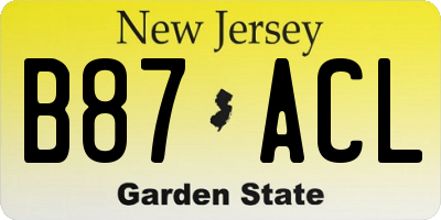 NJ license plate B87ACL