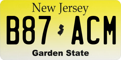 NJ license plate B87ACM