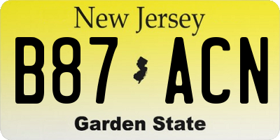 NJ license plate B87ACN