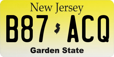 NJ license plate B87ACQ
