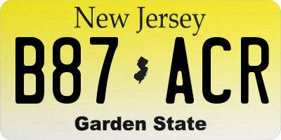 NJ license plate B87ACR