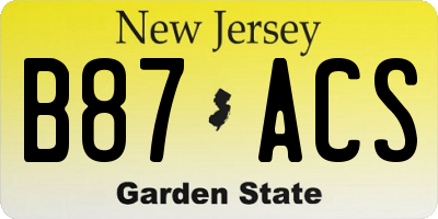 NJ license plate B87ACS