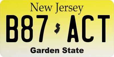 NJ license plate B87ACT