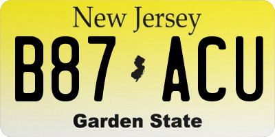 NJ license plate B87ACU