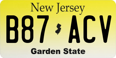 NJ license plate B87ACV