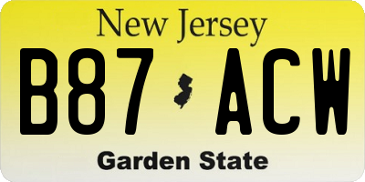 NJ license plate B87ACW