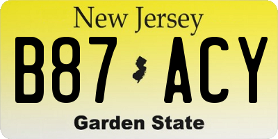 NJ license plate B87ACY