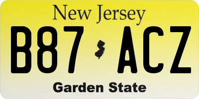 NJ license plate B87ACZ