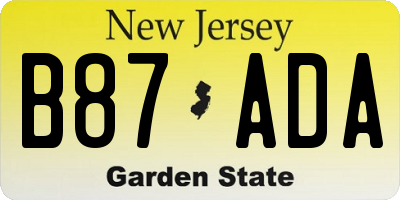 NJ license plate B87ADA