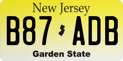 NJ license plate B87ADB