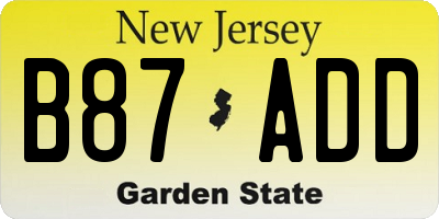 NJ license plate B87ADD