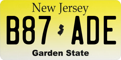 NJ license plate B87ADE