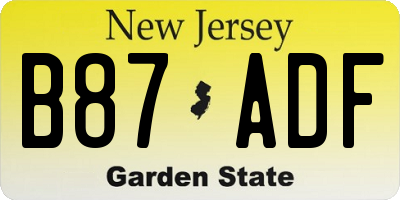 NJ license plate B87ADF