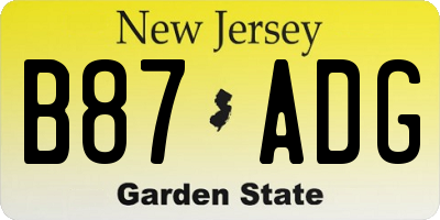 NJ license plate B87ADG