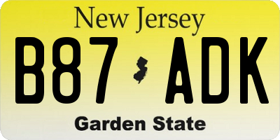 NJ license plate B87ADK
