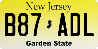 NJ license plate B87ADL
