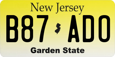 NJ license plate B87ADO