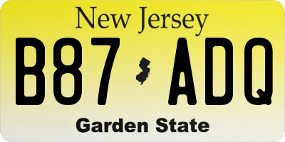 NJ license plate B87ADQ