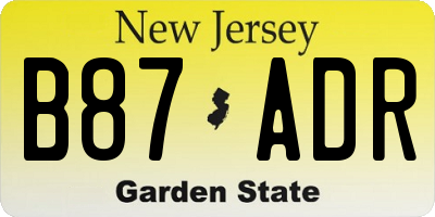 NJ license plate B87ADR