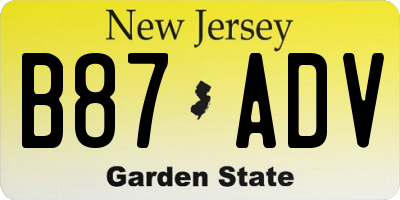 NJ license plate B87ADV