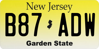 NJ license plate B87ADW
