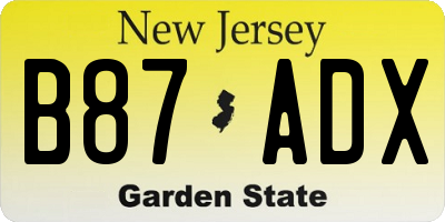 NJ license plate B87ADX