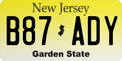 NJ license plate B87ADY