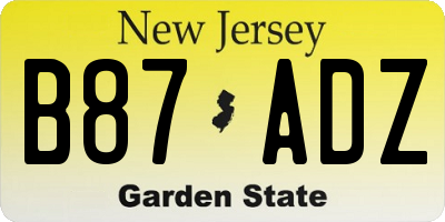 NJ license plate B87ADZ